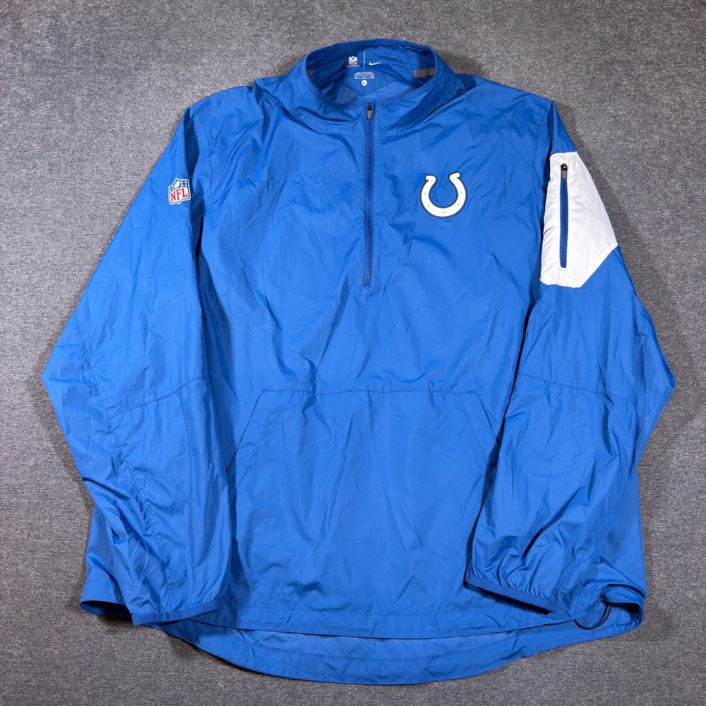 Nike Indianapolis Colts Windbreaker Mens XL Blue NFL On Field 1/4 Zip Pullover